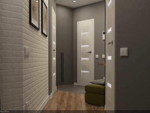 Дизайн квартиры в 50 метров, серый цвет и дерево. 04