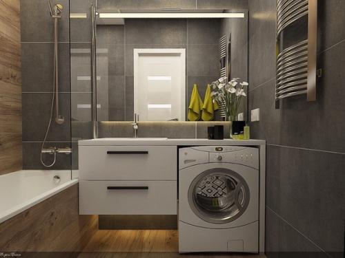 Дизайн квартиры в 50 метров, серый цвет и дерево. 08