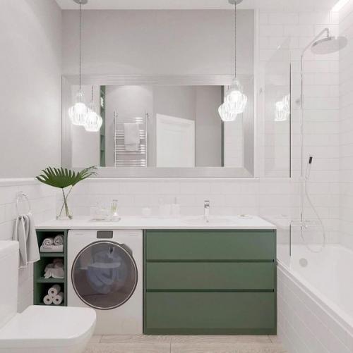 Симпатичный ремонт однушки с красивым акцентом на тёмно-зеленый цвет. 08