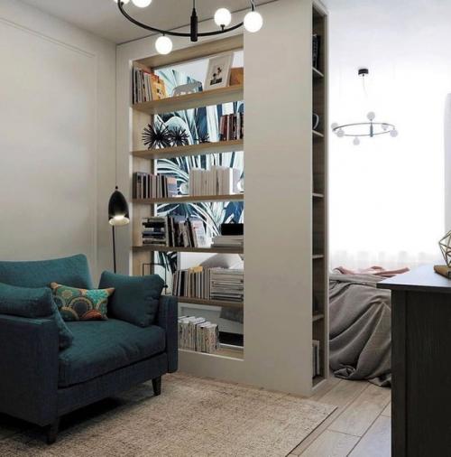 Симпатичный ремонт однушки с красивым акцентом на тёмно-зеленый цвет. 06