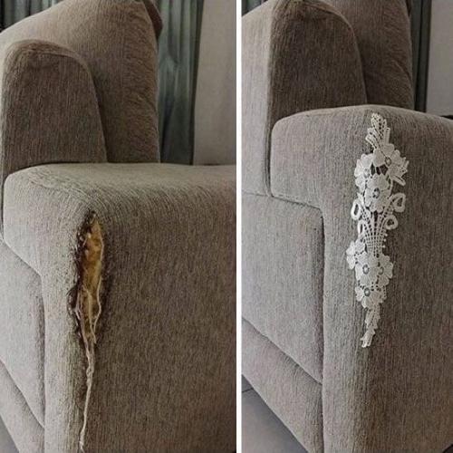 Несколько решений, как люди маскируют разорванные углы на мебели. 06