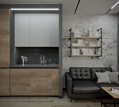 Студия на 30 кв м сделанная под стиль лофт. 04