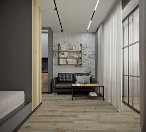 Студия на 30 кв м сделанная под стиль лофт. 03